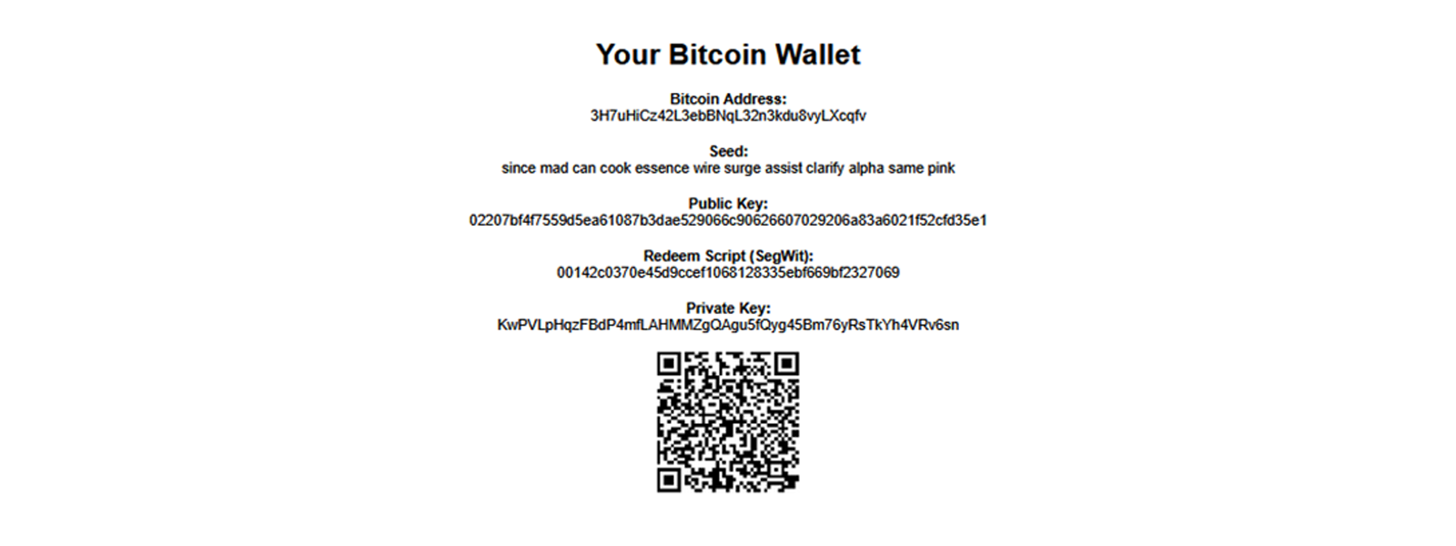 Print bitcoin wallet